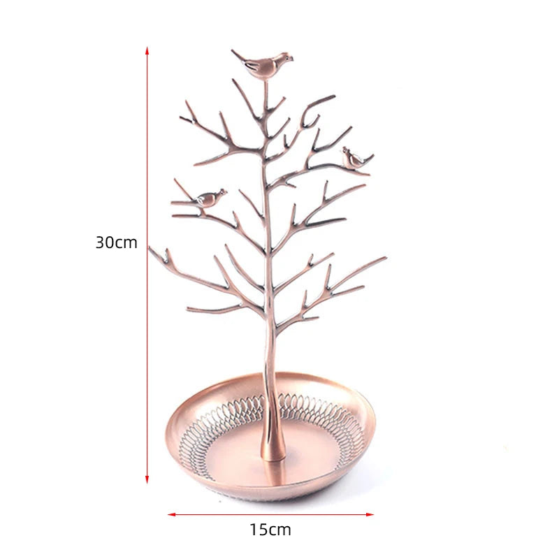 Metal Tree Jewelry Storage Shelf Earring Ring Display Stand Rack