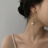 Metal Twisted Line Pearl Earrings Retro Contracted Temperament Earrings