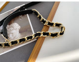 Women's Metal Waist Chain Belt PU Leather Dress Decorative Accessory