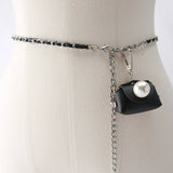 Metal Waist Chain Female PU Chain Belt with Skirt Dress Mini Bag BeltS
