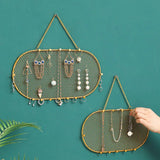 Metal Wall Jewelry Storage Shelf Wall-mounted Hollow Out DIY Earrings Necklace L