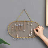 Metal Wall Jewelry Storage Shelf Wall-mounted Hollow Out DIY Earrings Necklace L