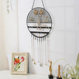 Metal Wall Mounted Earring Organizer with Chains and Hooks
