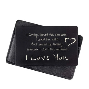 Metal Wallet Card LOVE Note For Him Anniversary