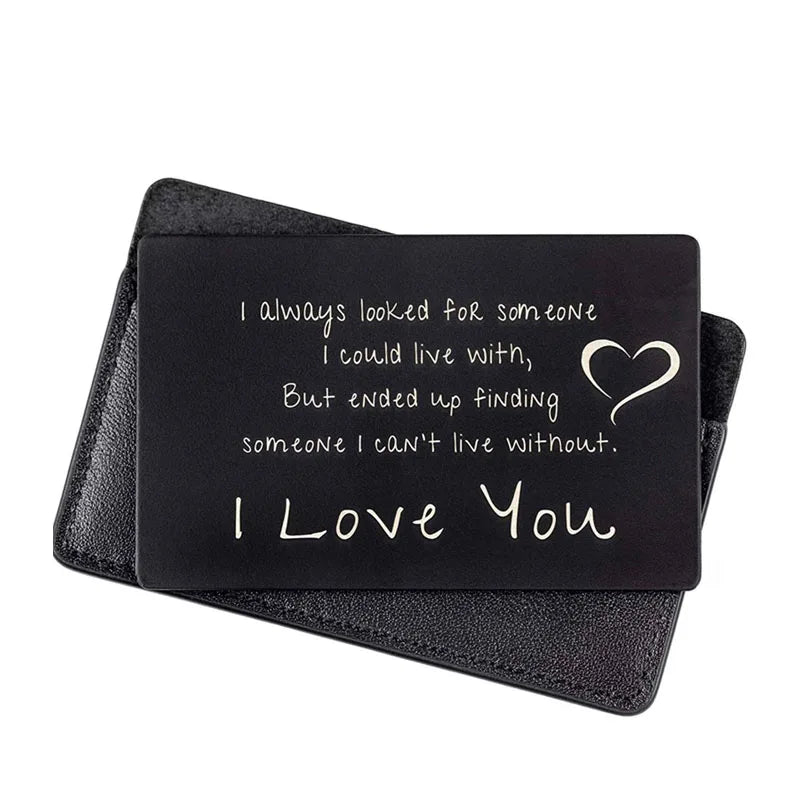 Metal Wallet Card LOVE Note For Him Anniversary
