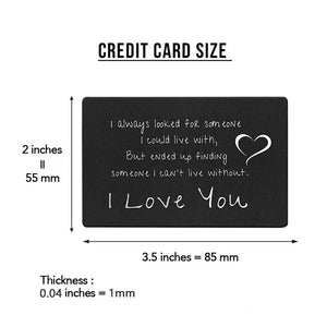 Metal Wallet Card LOVE Note For Him Anniversary