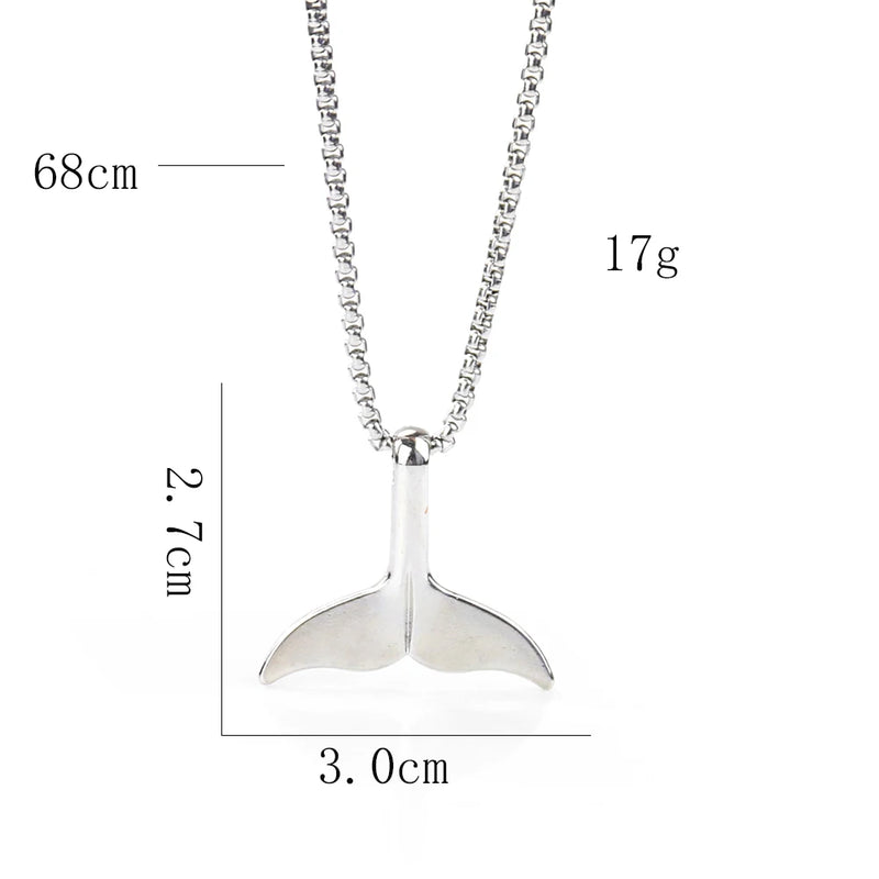 Metal Whale Fish Tail Necklace Mermaid Ocean Whale Pendant
