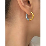 Two-color Splicing Hoop Earrings Titanium Steel Plated Women's Earrings