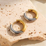 Two-color Splicing Hoop Earrings Titanium Steel Plated Women's Earrings