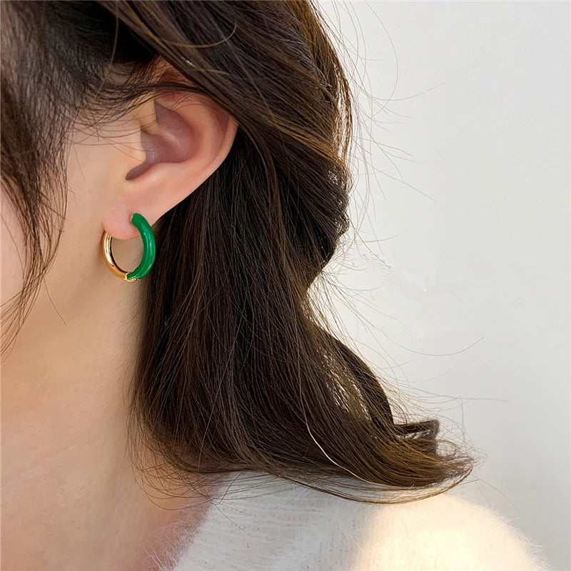 Two-color Splicing Hoop Earrings Titanium Steel Plated Women's Earrings
