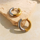 Two-color Splicing Hoop Earrings Titanium Steel Plated Women's Earrings