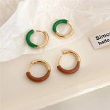 Two-color Splicing Hoop Earrings Titanium Steel Plated Women's Earrings