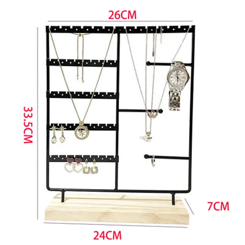 Metal Wood Earrings Display Necklace Chain Watch Jewelry Holder