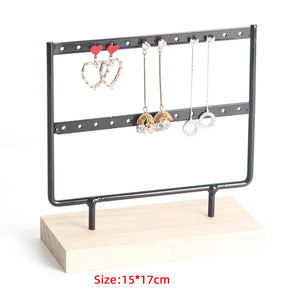 Metal Wood Earrings Display Stand Jewelry Organizer Rack