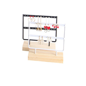 Metal Wood Earrings Display Stand Jewelry Organizer Rack