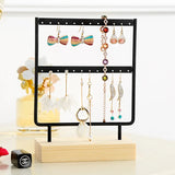 Metal Wood Earrings Display Stand Jewelry Organizer Rack