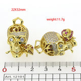 Purple Zircon Skull Jewelry Components Gold/Silver/Rosegold/Black