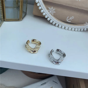 Metal Concave-Convex Tinfoil Ring Net Red Irregular Ring Female