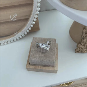 Metal Concave-Convex Tinfoil Ring Net Red Irregular Ring Female