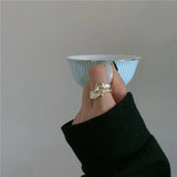 Metal Concave-Convex Tinfoil Ring Net Red Irregular Ring Female