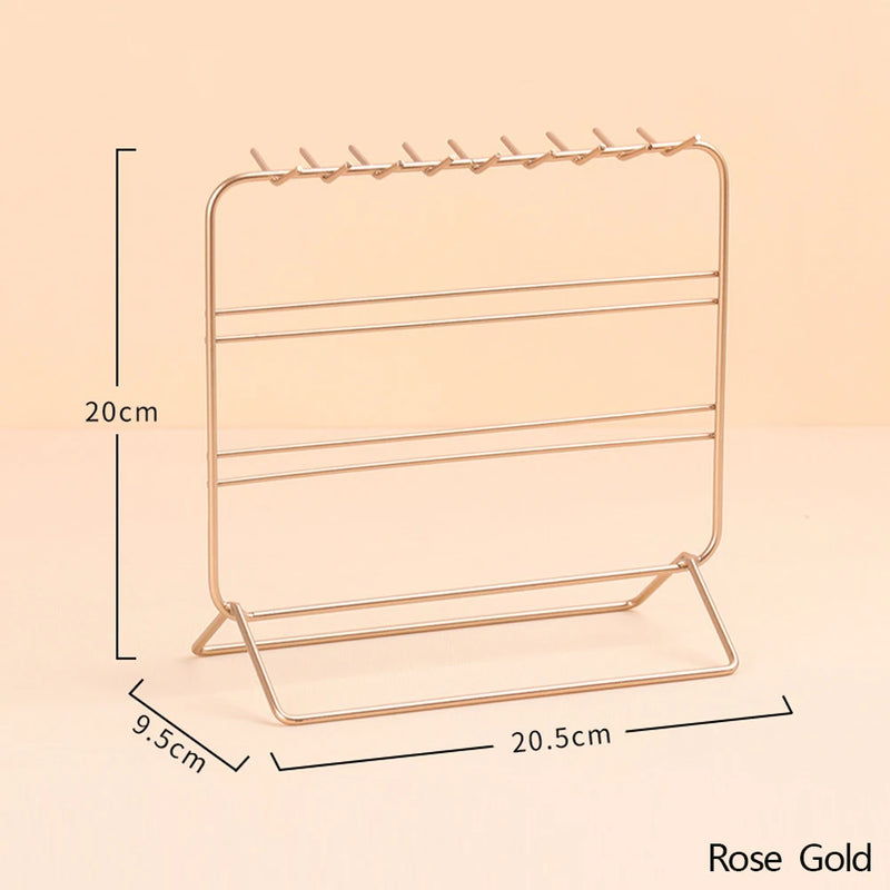 Metal Jewelry Rack 3 Tier Pink Necklace Earring Display