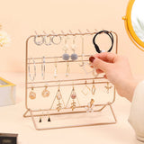 Metal Jewelry Rack 3 Tier Pink Necklace Earring Display