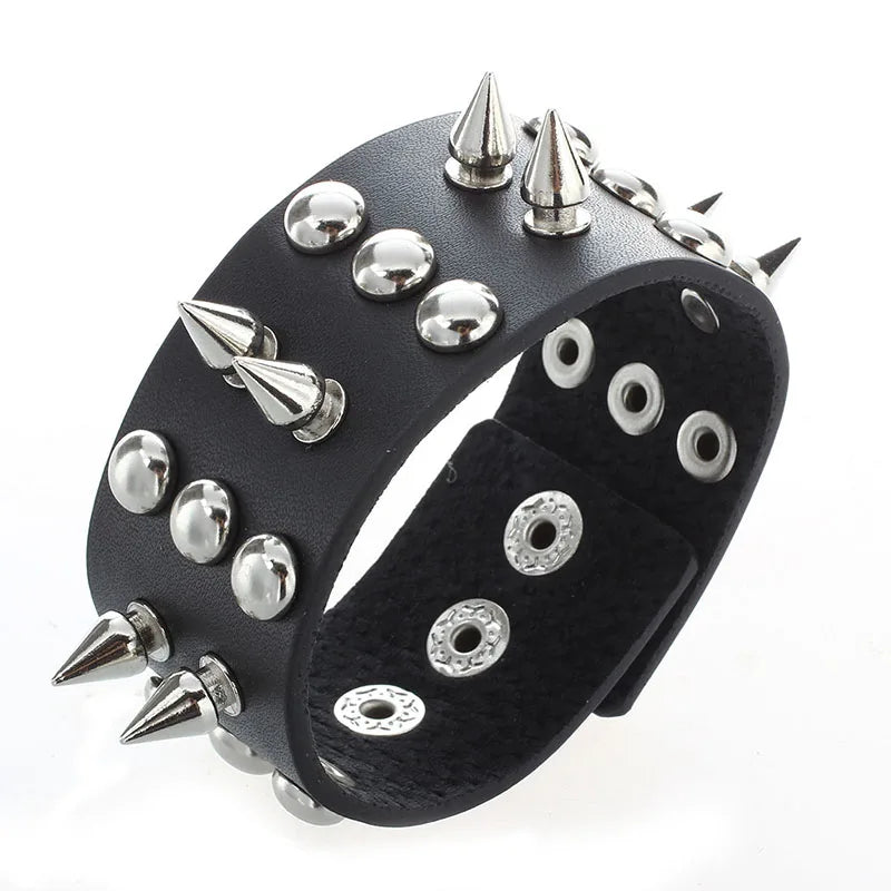 Spiked Studded Leather Men's Bracelet