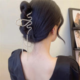 Metal Line Tassel Grab Clip Large Shark Hairpin Headwear