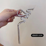 Metal Line Tassel Grab Clip Large Shark Hairpin Headwear