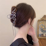 Metal Line Tassel Grab Clip Large Shark Hairpin Headwear