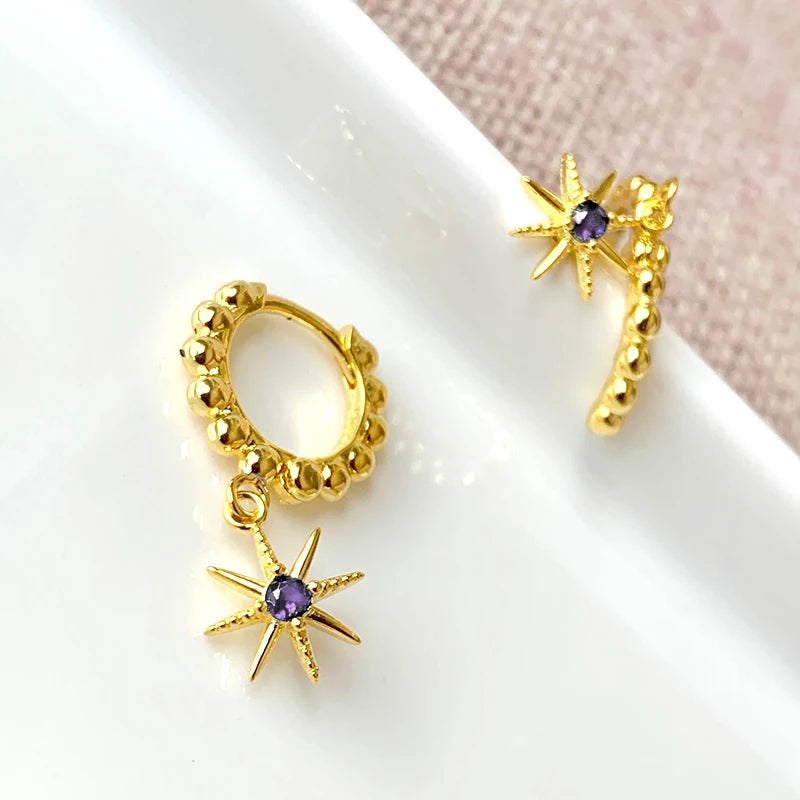 925 Silver Starfish Pendant Earrings with Multicolor Zircon