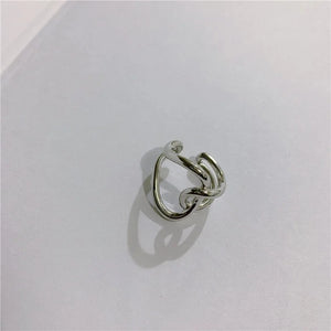Brass Gilt Hollow Ring Circular Interwoven Metal Female Line