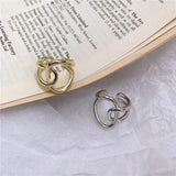 Brass Gilt Hollow Ring Circular Interwoven Metal Female Line