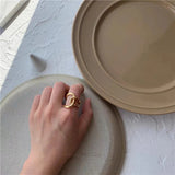Brass Gilt Hollow Ring Circular Interwoven Metal Female Line