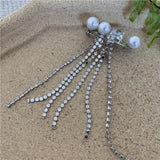 Metal diamond tassel suit pin with pearls