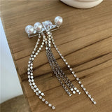 Metal diamond tassel suit pin with pearls