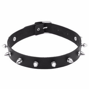 Metal Spike Choker Goth PU Leather Punk Collar Necklace