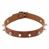 Metal Spike Choker Goth PU Leather Punk Collar Necklace