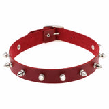 Metal Spike Choker Goth PU Leather Punk Collar Necklace