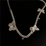 Butterfly Necklace Silver Chain Choker Clavicle Chain