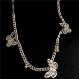 Butterfly Necklace Silver Chain Choker Clavicle Chain
