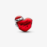 Metallic Red Christmas Heart Charm for Bracelet Bangle Jewelry Making