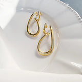 Metallic Geometric Curve Pendant Clip Earrings
