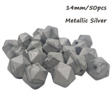 Metallic Silver Icosahedron Silicone Bead for DIY Crafts