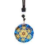 Metatron's Cube Chakra Stone Pendant Necklace Resin Drip Jewelry