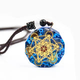Metatron's Cube Chakra Stone Pendant Necklace Resin Drip Jewelry