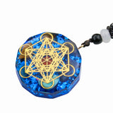Metatron's Cube Chakra Stone Pendant Necklace Resin Drip Jewelry