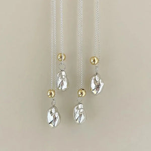 Meteorite Necklace S925 Sterling Silver Irregular Beanie Collarbone Chain
