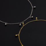 925 Silver Anklet Round Beads Pendant Anklet 2 Colors for Women