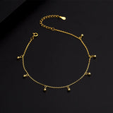 925 Silver Anklet Round Beads Pendant Anklet 2 Colors for Women